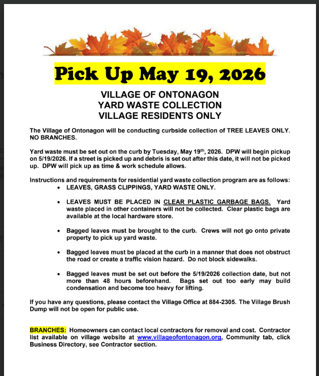 Leaf Pickup City of Ontonagon